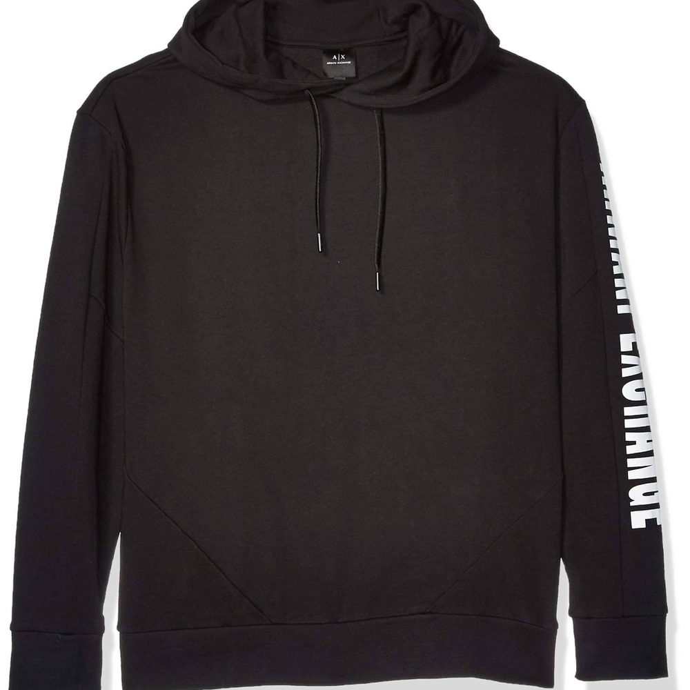 A/X Armani Exchange Black Hoodie Sweatshirt with Sleeve Graphic. Size L